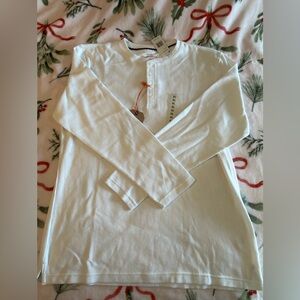 Weatherproof Vintage White Long Sleeve Waffle Knit Henley Shirt